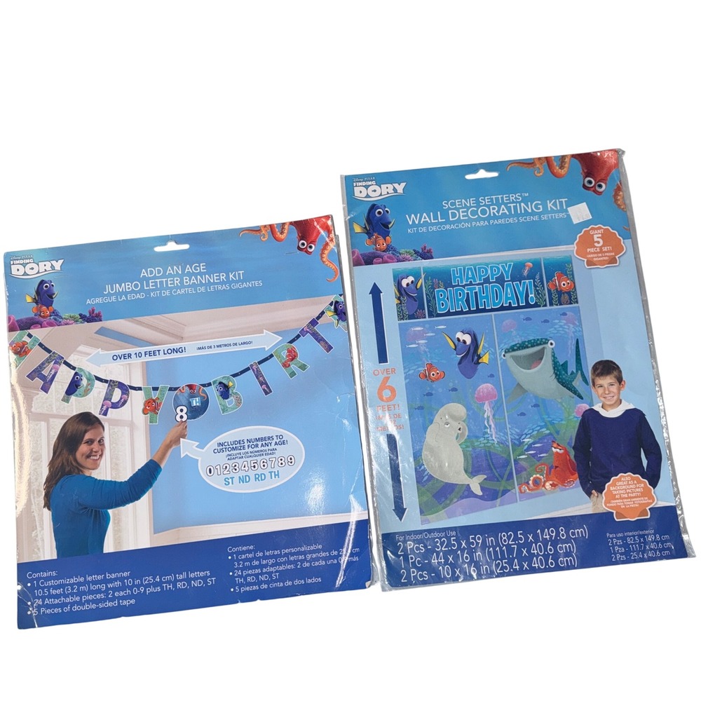Disney Finding Dory Birthday Party Decoration Kit Banner & Scene Setter Blue NEW